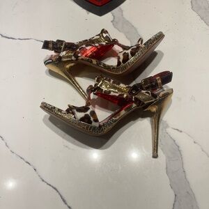 Sergio Zelcer Red and Leopard Heels New